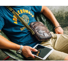 Casual Coffee Leather Men Vertical Side Bag Green Small Messenger Bag Black Courier Bag For Men - imessengerbags
