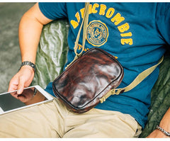 Casual Coffee Leather Men Vertical Side Bag Green Small Messenger Bag Black Courier Bag For Men - imessengerbags