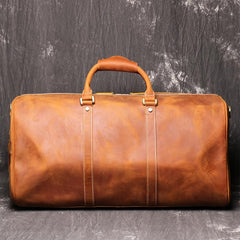 Casual Leather Men 16 inches Large Overnight Bags Travel Bags Brown Weekender Bags For Men