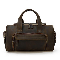 Casual Brown Leather Men Overnight Bags Handbag Travel Bags Weekender Bags For Men