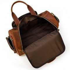 Casual Brown Leather Men Overnight Bags Handbag Travel Bags Weekender Bags For Men