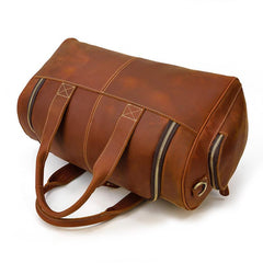 Casual Brown Leather Men Overnight Bags Handbag Travel Bags Weekender Bags For Men