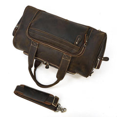 Casual Brown Leather Men Overnight Bags Handbag Travel Bags Weekender Bags For Men