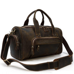 Casual Brown Leather Men Overnight Bags Handbag Travel Bags Weekender Bags For Men