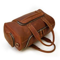 Casual Brown Leather Men Overnight Bags Handbag Travel Bags Weekender Bags For Men