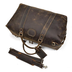 Casual Brown Leather Men Handbag Overnight Bags Travel Bags Weekender Bags For Men