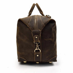 Casual Brown Leather Men Handbag Overnight Bags Travel Bags Weekender Bags For Men