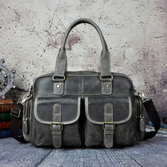 Brown Leather Travel Bag Men's 14 inches Overnight Bag Large Luggage Weekender Bag For Men