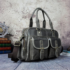 Brown Leather Travel Bag Men's 14 inches Overnight Bag Large Luggage Weekender Bag For Men