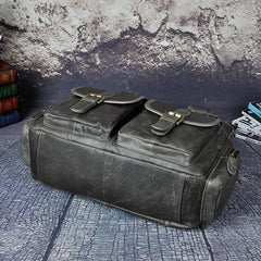 Brown Leather Travel Bag Men's 14 inches Overnight Bag Large Luggage Weekender Bag For Men