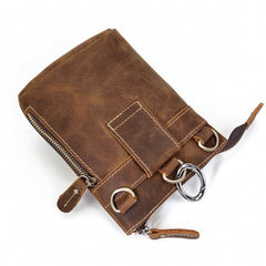 Casual Brown Leather Mini Messenger Bag Men's Belt Pouch Belt Bag Waist Pouch For Men