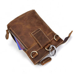 Casual Brown Leather Mini Messenger Bag Men's Belt Pouch Belt Bag Waist Pouch For Men