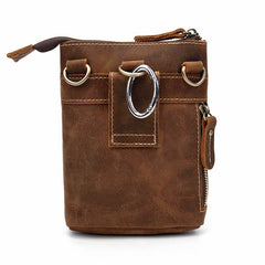 Casual Brown Leather Mini Messenger Bag Men's Belt Pouch Belt Bag Waist Pouch For Men