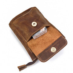 Casual Brown Leather Mini Messenger Bag Men's Belt Pouch Belt Bag Waist Pouch For Men