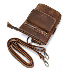 Casual Brown Leather Mini Messenger Bag Men's Belt Pouch Belt Bag Waist Pouch For Men