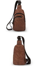 Casual Brown Sling Bag LEATHER MENS Sling Pack One Shoulder BackPack FOR MEN