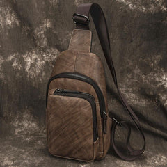 Casual Brown Sling Bag LEATHER MENS Sling Pack One Shoulder BackPack FOR MEN