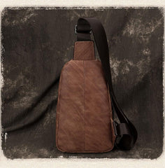 Casual Brown Sling Bag LEATHER MENS Sling Pack One Shoulder BackPack FOR MEN