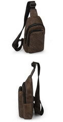 Casual Brown Sling Bag LEATHER MENS Sling Pack One Shoulder BackPack FOR MEN