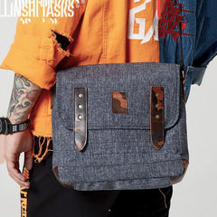 Casual Gray Oxford Cloth Mens Ancient Side Bag Messenger Bags Ancient Red Oxford Cloth Courier Bag for Men