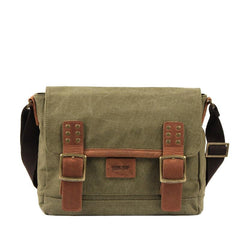 Black Canvas Leather Mens Side Bag Messenger Bags Army Green Canvas Courier Bag for Men