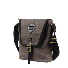 Vertical Waxed Canvas Leather Mens Gray Side Bag Messenger Bags Blue Waxed Canvas Courier Bag for Men