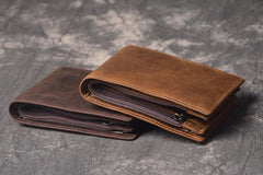 Cool RFID Leather Mens Bifold Small Wallet billfold Wallet Front Pocket Wallets for Men - imessengerbags