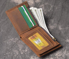 Cool RFID Leather Mens Bifold Small Wallet billfold Wallet Front Pocket Wallets for Men - imessengerbags