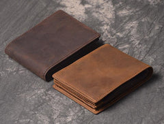 Cool RFID Leather Mens Bifold Small Wallet billfold Wallet Front Pocket Wallets for Men - imessengerbags