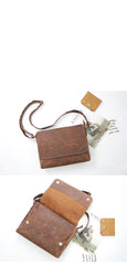 Cool Black Leather Mens 10 inches Courier Bags Coffee Brown Messenger Bags Postman Bag For Men - imessengerbags
