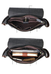 Cool Black Leather Mens 10 inches Courier Bags Coffee Brown Messenger Bags Postman Bag For Men - imessengerbags
