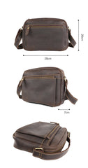 Casual Black Leather Mens Small Courier Bags Messenger Bag Brown Postman Bags For Men