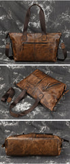 Casual Black Brown Leather Men Handbag Overnight Bags Travel Bags Weekender Bags For Men - imessengerbags