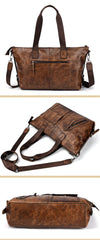 Casual Black Brown Leather Men Handbag Overnight Bags Travel Bags Weekender Bags For Men - imessengerbags