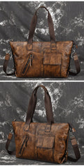 Casual Black Brown Leather Men Handbag Overnight Bags Travel Bags Weekender Bags For Men - imessengerbags