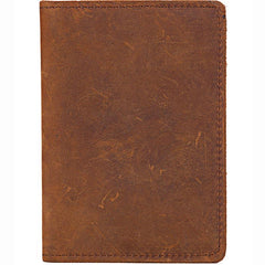 Casual Brown Handmade Leather Mens Bifold Passport Holder Travel Wallet Holder For Men