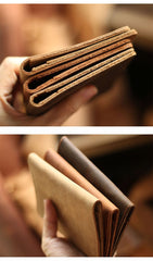 Casual Brown Handmade Leather Mens Bifold Passport Holder Travel Wallet Holder For Men - imessengerbags