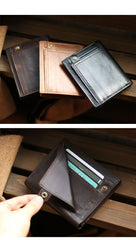 Casual Brown Leather Mens billfold Wallet Trifold SMall Wallet Black Front Pocket Wallet For Men - imessengerbags