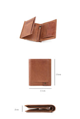 Casual Brown Leather Mens billfold Wallet Trifold SMall Wallet Black Front Pocket Wallet For Men