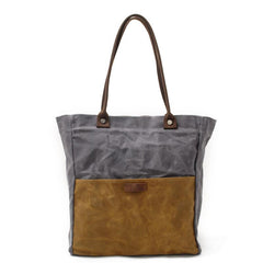 Casual Canvas Leather Black Ladies Mens Shopping Bag Tote Bag Shoulder Bag Tote Purse For Women - imessengerbags