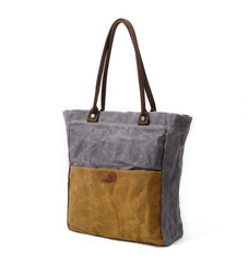 Casual Canvas Leather Black Ladies Mens Shopping Bag Tote Bag Shoulder Bag Tote Purse For Women - imessengerbags