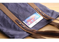 Casual Canvas Mens Womens Large 14‘’ Khaki Handbag Tote Bag Brown Shoulder Bag Tote Purse For Men - imessengerbags