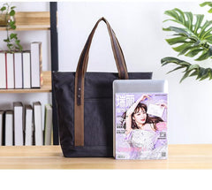 Casual Canvas Mens Womens Large 14‘’ Khaki Handbag Tote Bag Brown Shoulder Bag Tote Purse For Men - imessengerbags