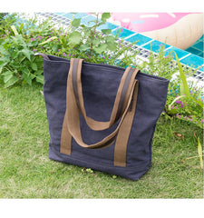 Casual Canvas Mens Womens Large 14‘’ Khaki Handbag Tote Bag Brown Shoulder Bag Tote Purse For Men - imessengerbags