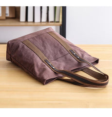 Casual Canvas Mens Womens Large 14‘’ Khaki Handbag Tote Bag Brown Shoulder Bag Tote Purse For Men - imessengerbags