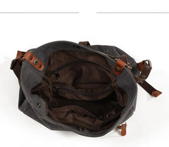 Casual Canvas Leather Womens Mens Gray Tote Bag Shoulder Bag Khaki Tote Purse For Women - imessengerbags