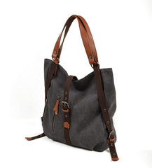 Casual Canvas Leather Womens Mens Gray Tote Bag Shoulder Bag Khaki Tote Purse For Women - imessengerbags