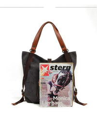 Casual Canvas Leather Womens Mens Gray Tote Bag Shoulder Bag Khaki Tote Purse For Women - imessengerbags