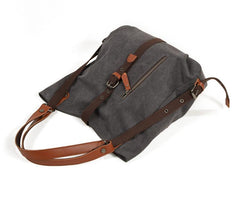 Casual Canvas Leather Womens Mens Gray Tote Bag Shoulder Bag Khaki Tote Purse For Women - imessengerbags