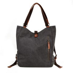 Casual Canvas Leather Womens Mens Gray Tote Bag Shoulder Bag Khaki Tote Purse For Women - imessengerbags
